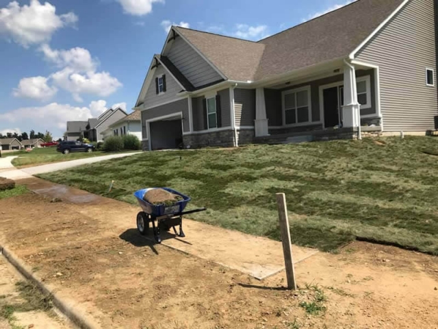 Sod That Was Just Installed On Customers Front Lawn